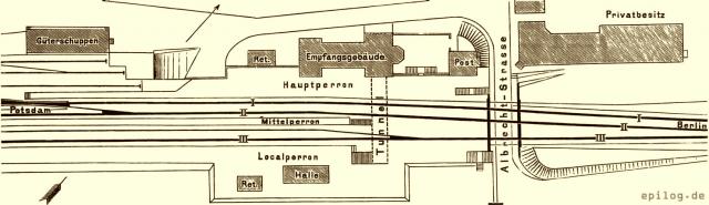 Skizze für den Umbau des Bahnhofs Steglitz.