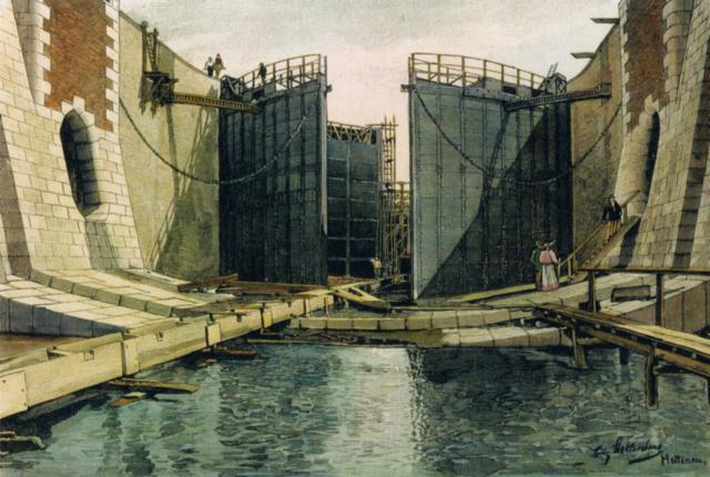 Schleuse bei Holtenau vor dem Einlassen des Wassers