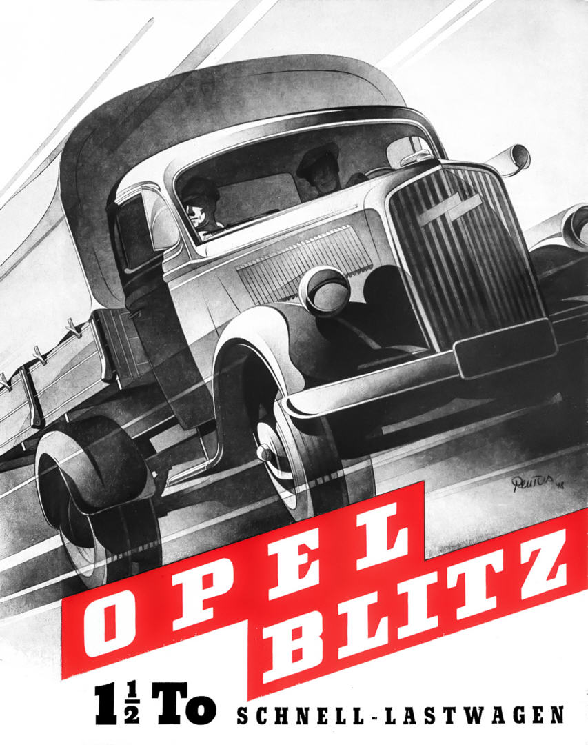 Poster Opel Blitz Schnell-Lastwagen LKW 1948 Plakat Reklame/ Werbung Truck