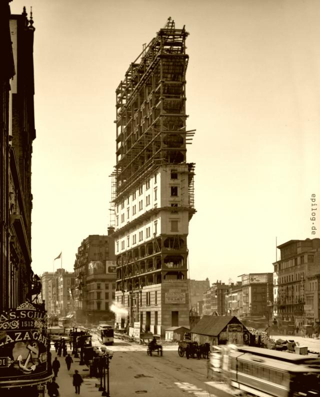 New York, Times Building im Bau, 1904