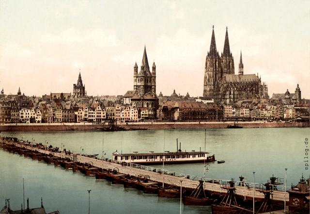 Deutzer Schiffbrücke in Köln, Ende des 19. Jh.