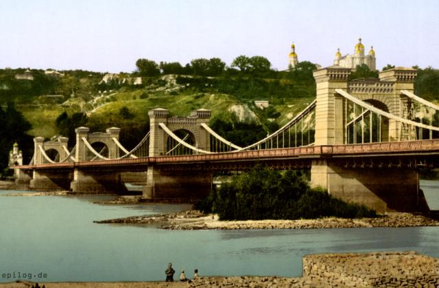 Nikolaus-Kettenbrücke in Kiew, Ukraine, ca. 1900