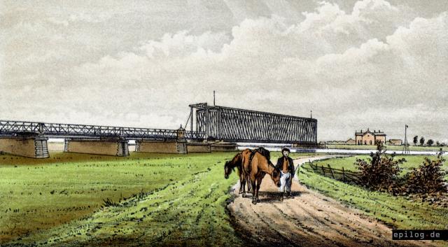 Alte IJsselbrücke bei Zutphen, 1865.