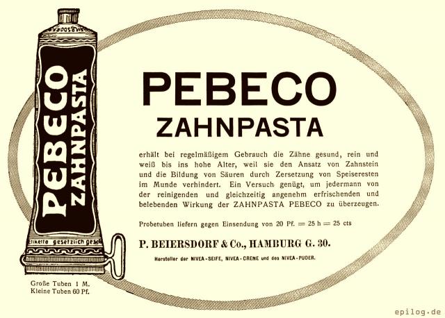 Reklame: Pebeco Zahnpasta, 1913