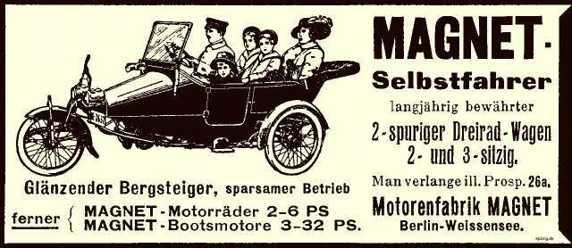 Reklame: Magnet-Selbsfahrer, 1914