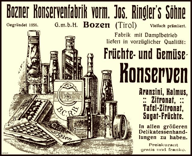 Reklame: Bozner Konservenfabrik, 1915