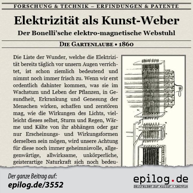 Der Bonelli’sche elektro-magnetische Webstuhl