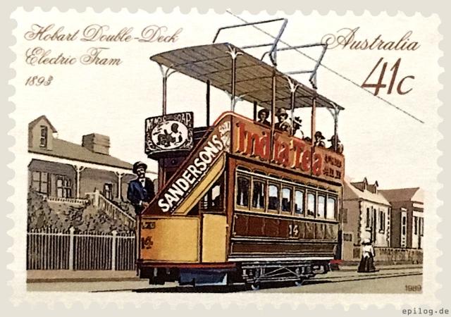 Elektrische Doppelstock-Straßenbahn Hobart 1893
