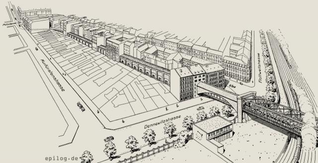 Bahnrampe im Häuserblock