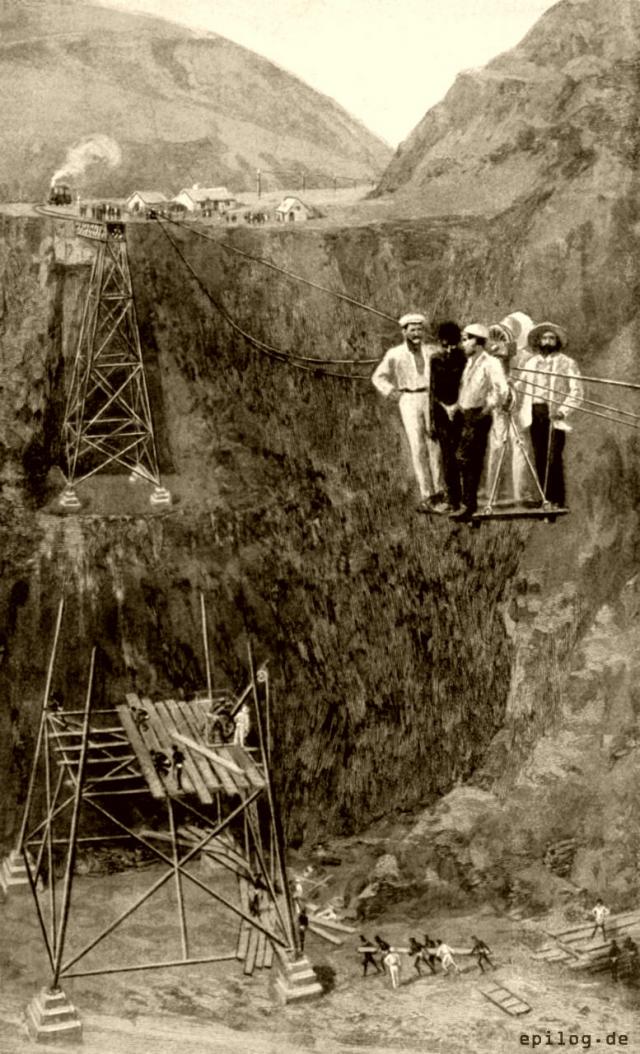 Provisorische Drahtseilfähre