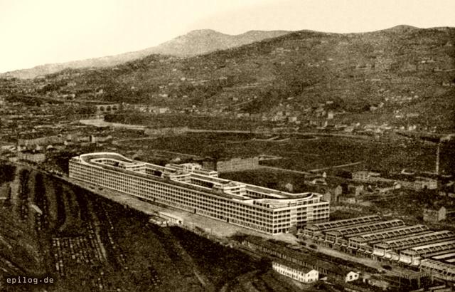 Gesamtansicht der Fiat-Werke im Lingotto.