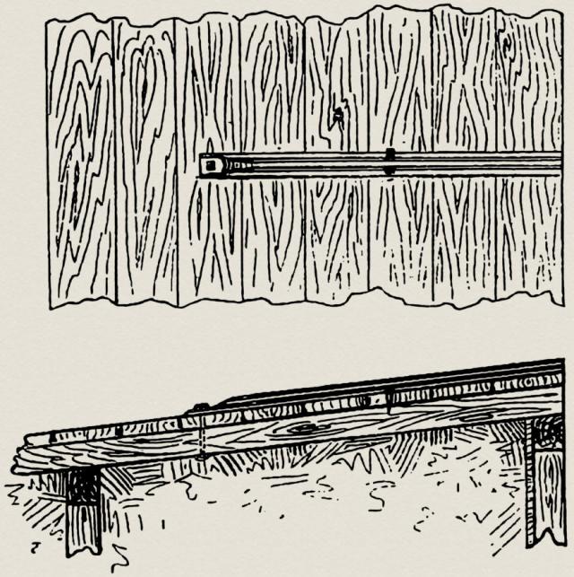 Verwendung alter Eisenbahnschienen beim Wehrbau.