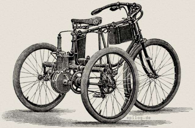 Fahrrad mit Petroleum-Betriebsmaschine.