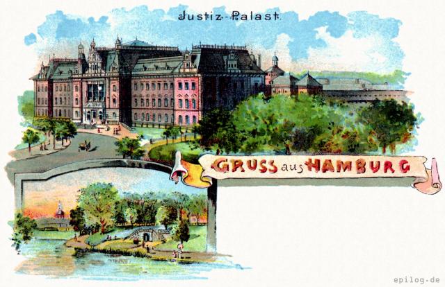 Gruß aus Hamburg. Justiz-Palast.