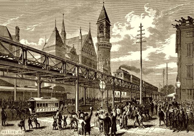 Schwebende Eisenbahn in New York.