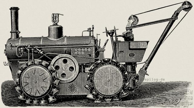 Eine eigenartige Straßenlokomotive.