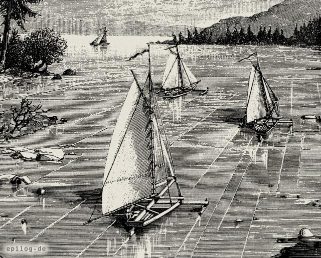 Eisjachten auf einem kleinen See in Kanada.