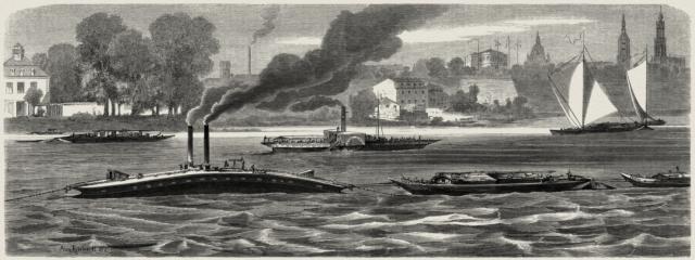 Kettenschleppdampfer auf der Oberelbe bei Dresden.