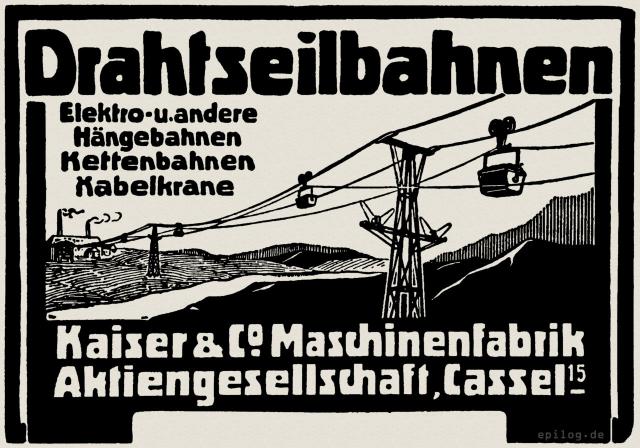 Reklame für Drahtseilbahnen von 1919.