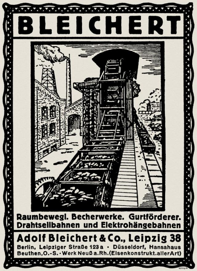 Reklame für Bleichert Becherwerke von 1918.