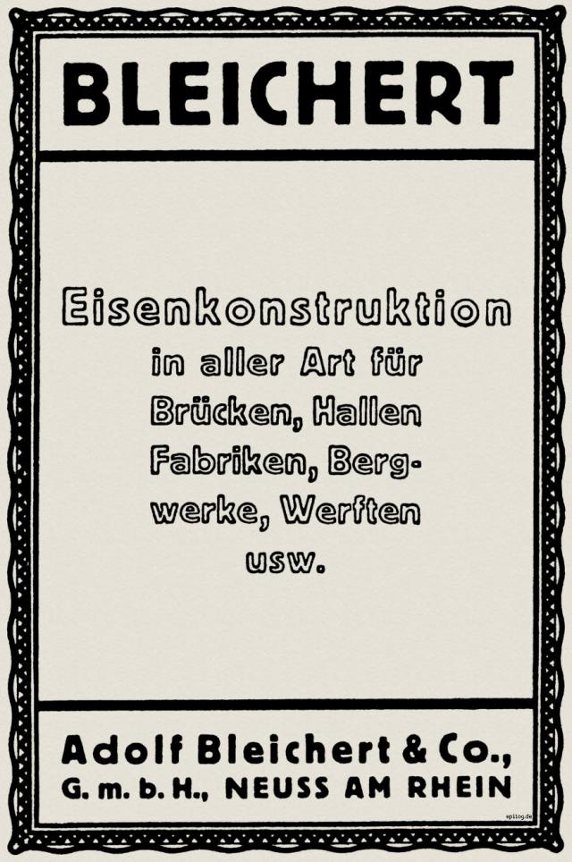 Reklame für Bleichert Eisenkonstruktionen von 1918.