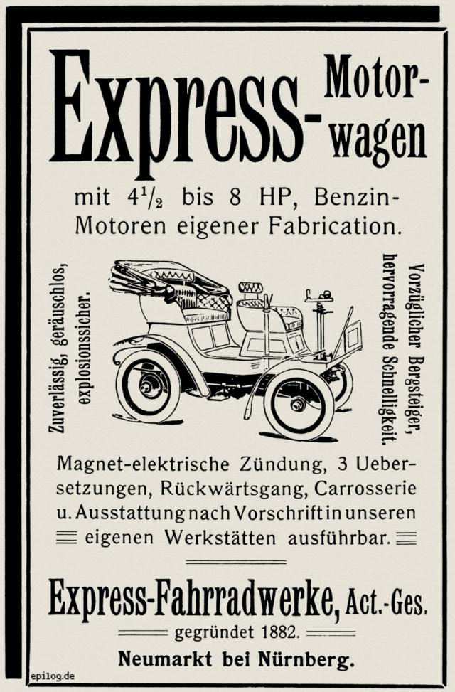 Reklame von 1901 der Express-Fahrradwerke.