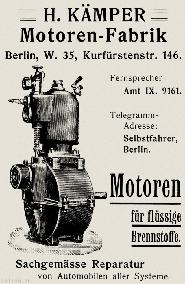 Reklame für Motoren von 1901.
