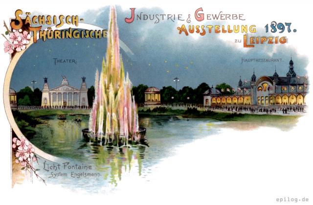 Lichtfontäne im großen Teich.