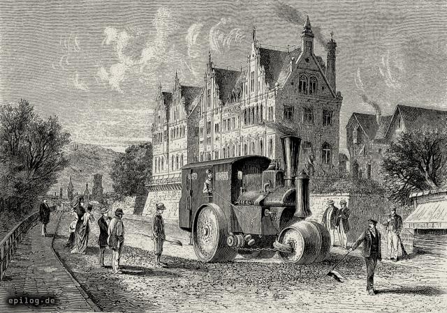 Die Dampfstraßenwalze in Stuttgart.